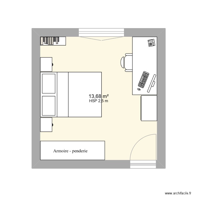 chambre Mathieu. Plan de 1 pièce et 14 m2