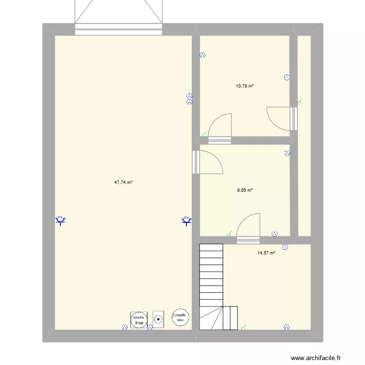 Sous sol. Plan de 4  et 83 m²