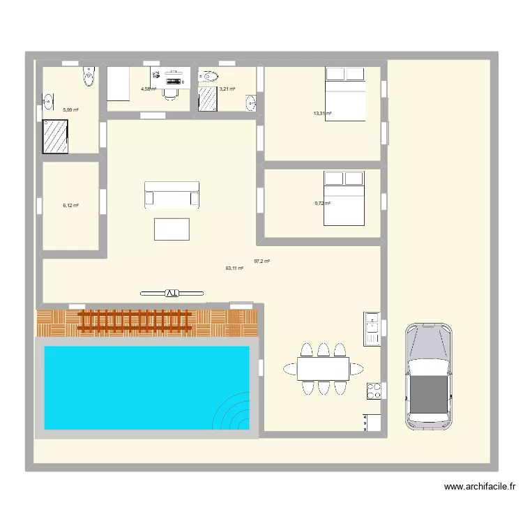reve. Plan de 8  et 327 m²
