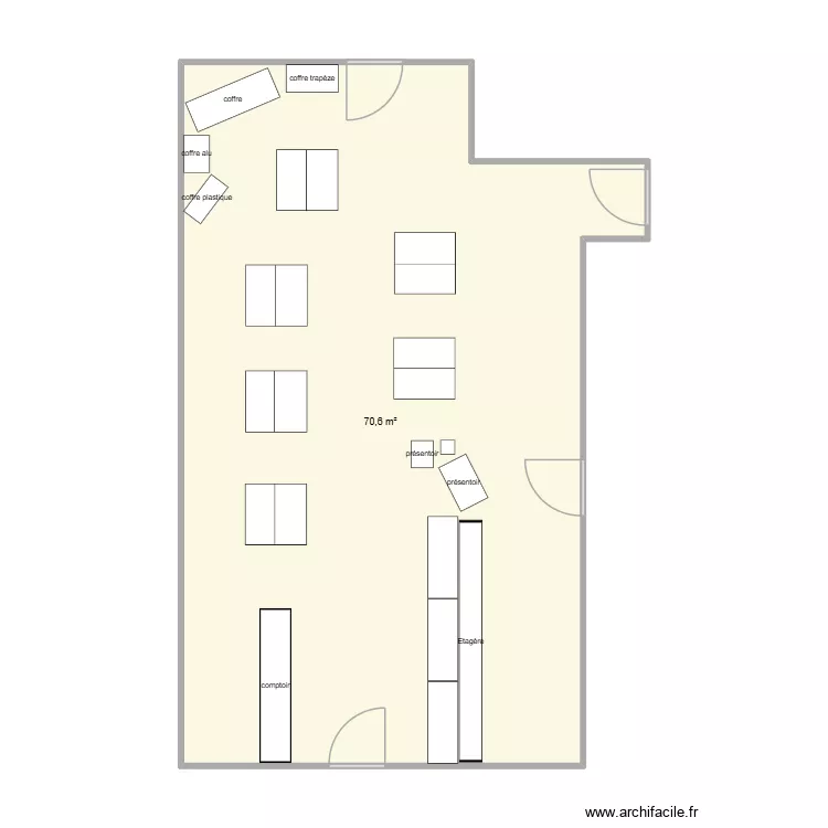 magasin. Plan de 1 et 71 m² magasin. Plan de 1 et 71 m²