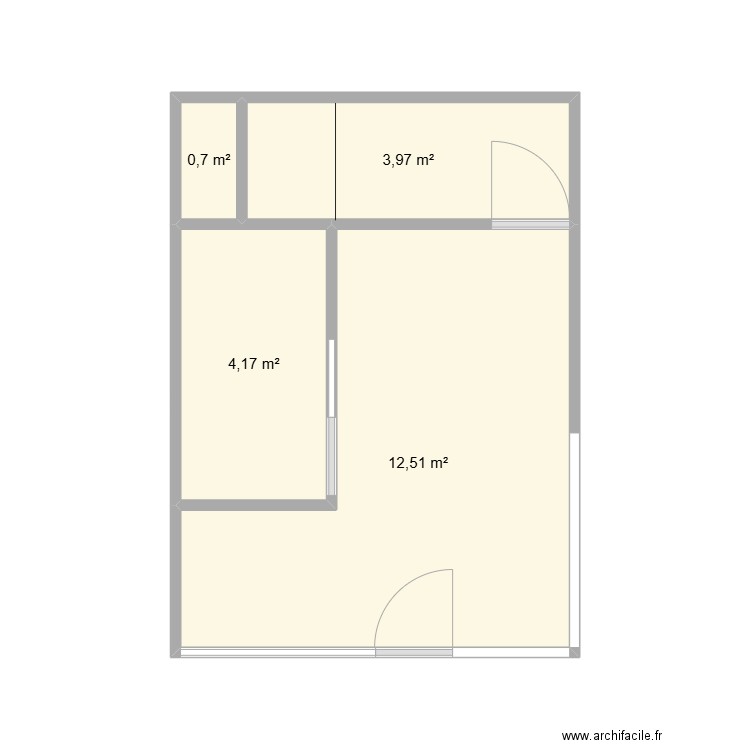 institut. Plan de 4 pièces et 21 m2