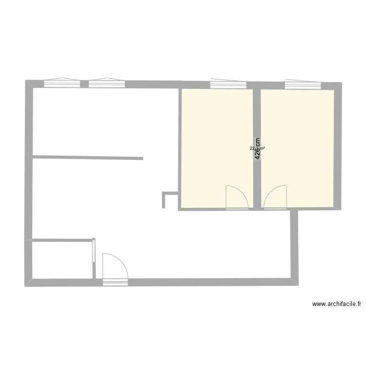 Haxo. Plan de 1 pièce et 22 m2