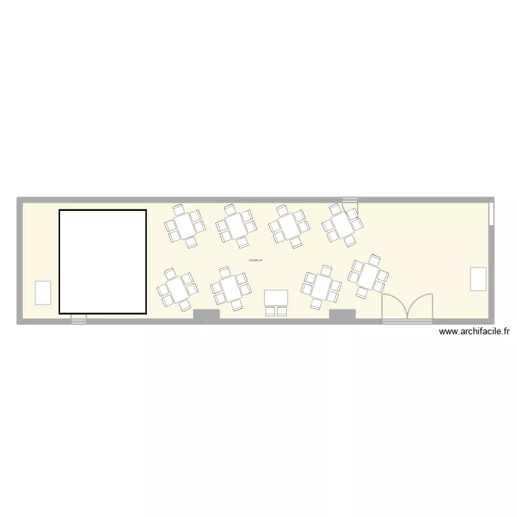 plan mariage en long. Plan de 1  et 143 m²