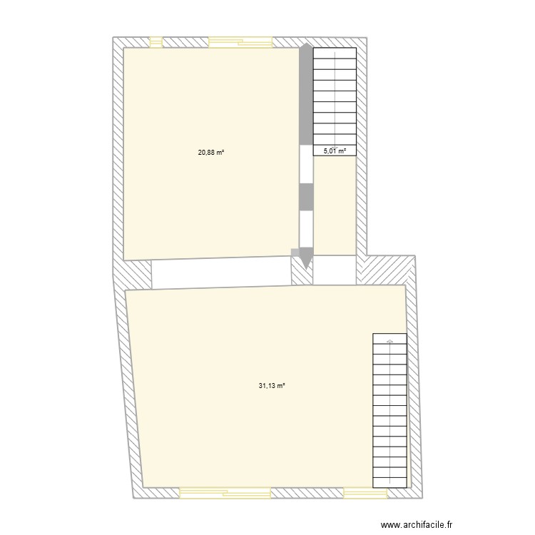chateauneuf / verdun / r+1 existant. Plan de 3 pièces et 57 m2