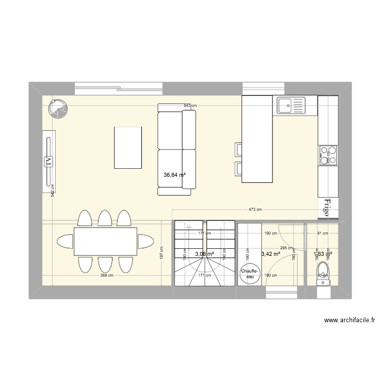 MORGANE5. Plan de 4 pièces et 45 m2