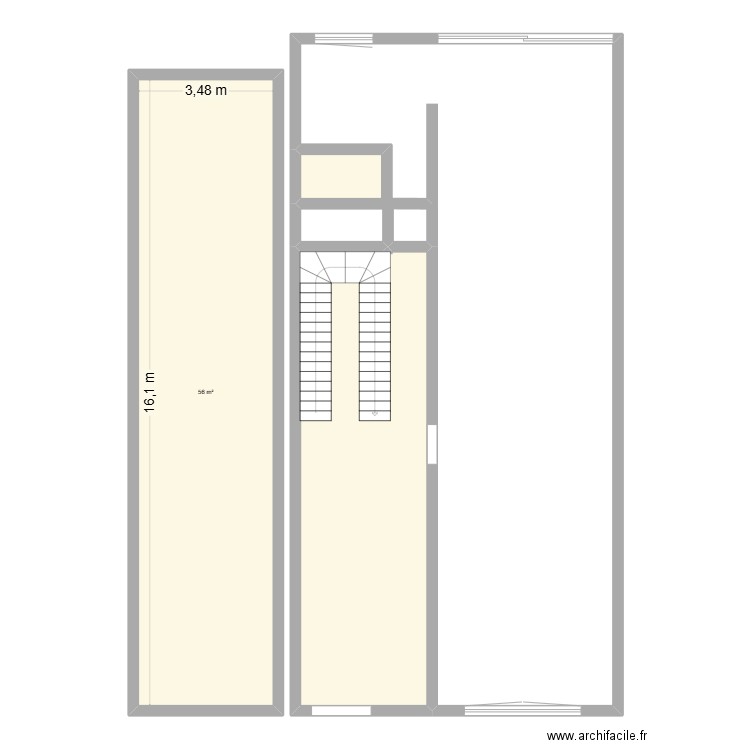 rdc. Plan de 3 pièces et 97 m2