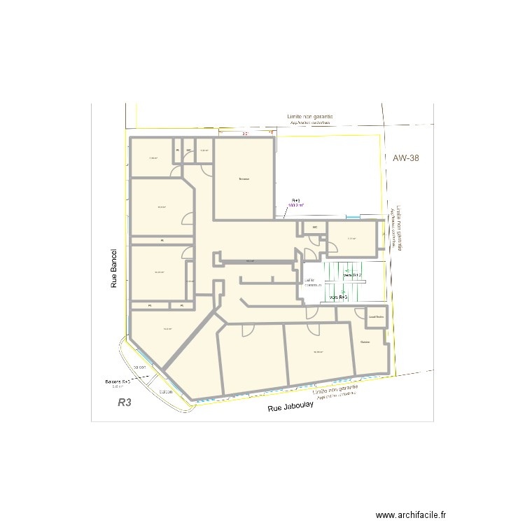 3ème étage - Vierge. Plan de 21 pièces et 172 m2
