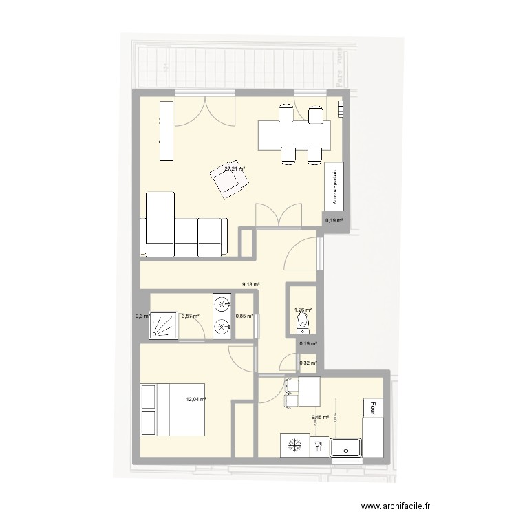 Quai Garonne. Plan de 21 pièces et 110 m2