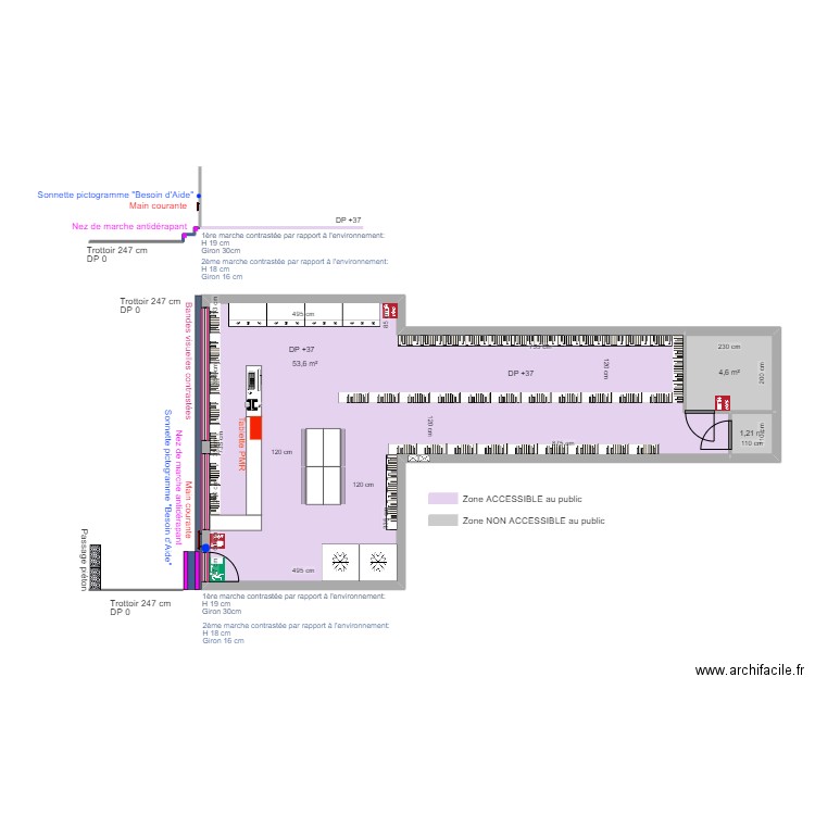 TIGER MARKET APRES TRAVAUX plan de coupe. Plan de 9 pièces et 75 m2