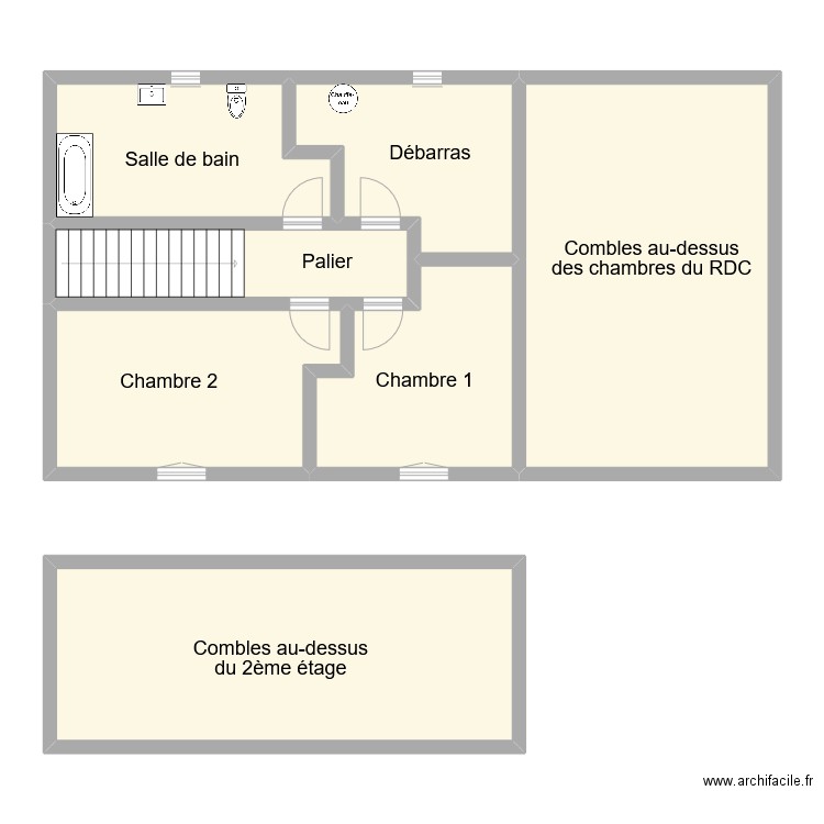 kaz etage. Plan de 7 pièces et 135 m2