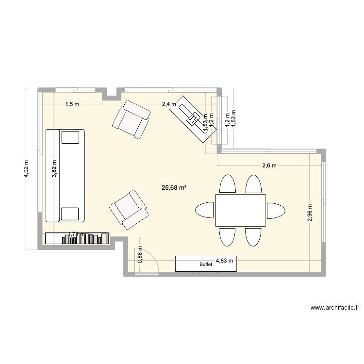 Salon Sant Antoni. Plan de 1 pièce et 26 m2