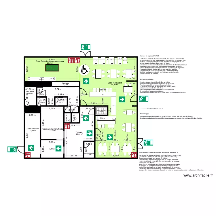 Le sept 4 restaurant 1.2. Plan de 17  et 200 m²