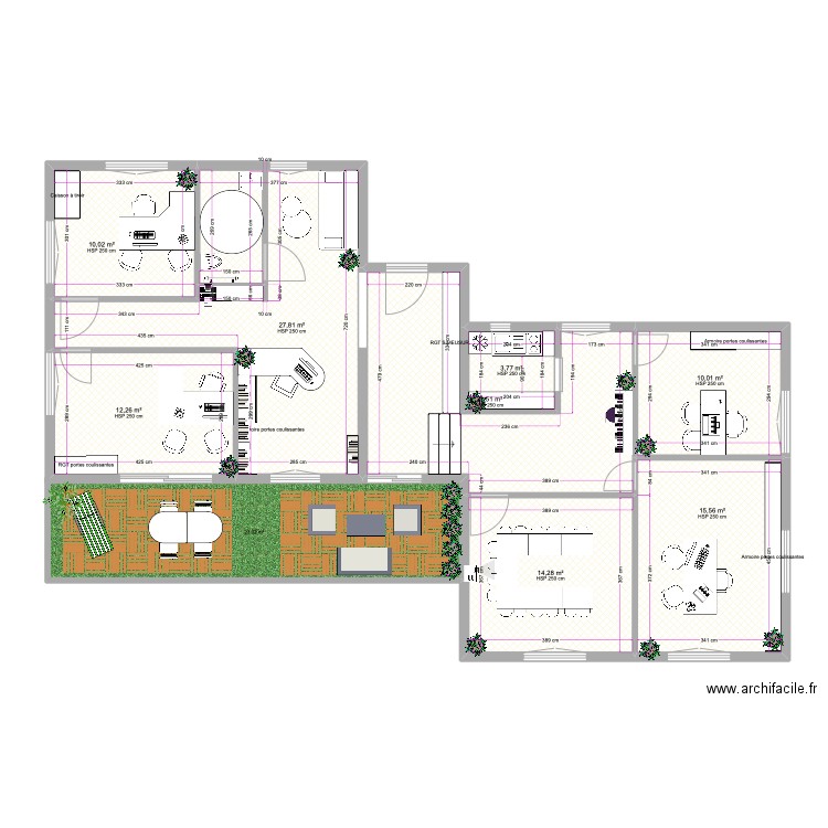 agencement 15. Plan de 8 pièces et 115 m2