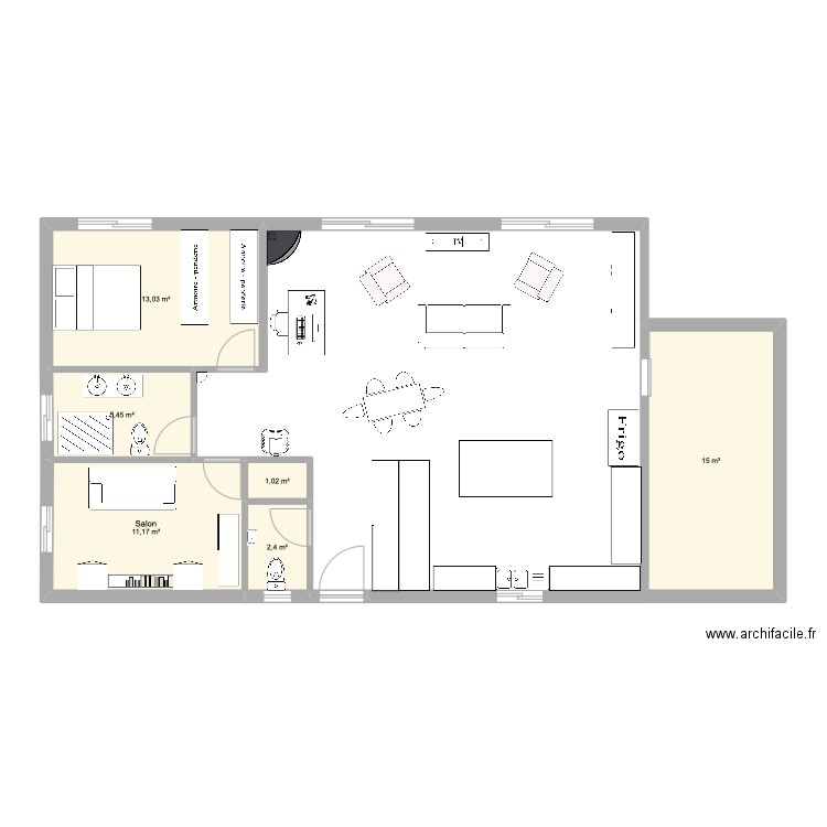 FABY IROKO. Plan de 6 pièces et 48 m2