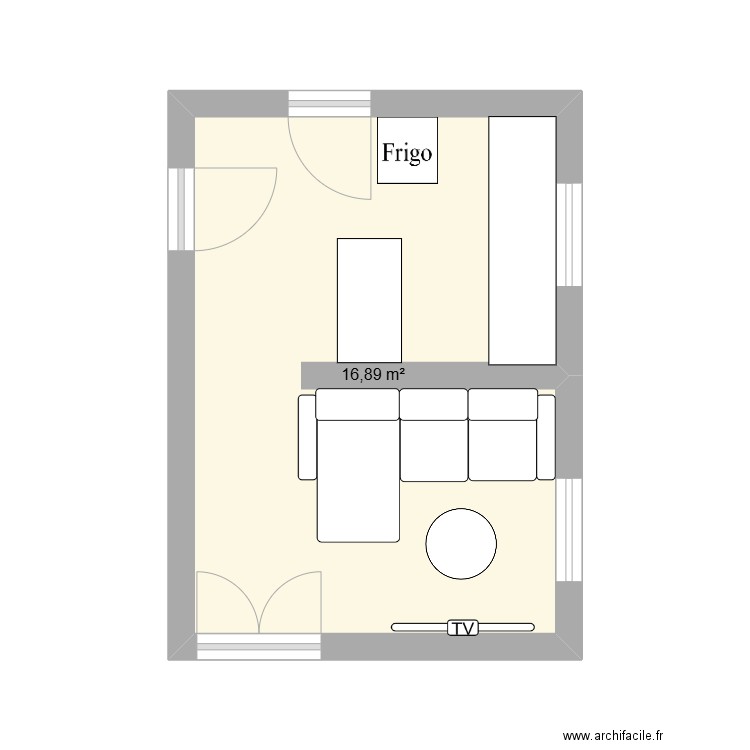 Leba sy Irene. Plan de 1 pièce et 17 m2