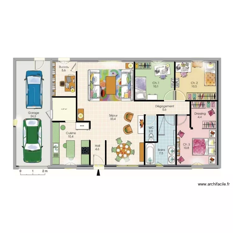 Plan Nordy. Plan de 1  et 5 m²
