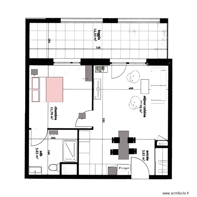 Archipel 10e étage orientation Sud. Plan de 0 pièce et 0 m2