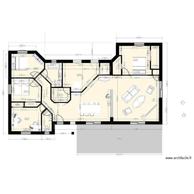 Maison CAPLANE. Plan de 8 pièces et 137 m2