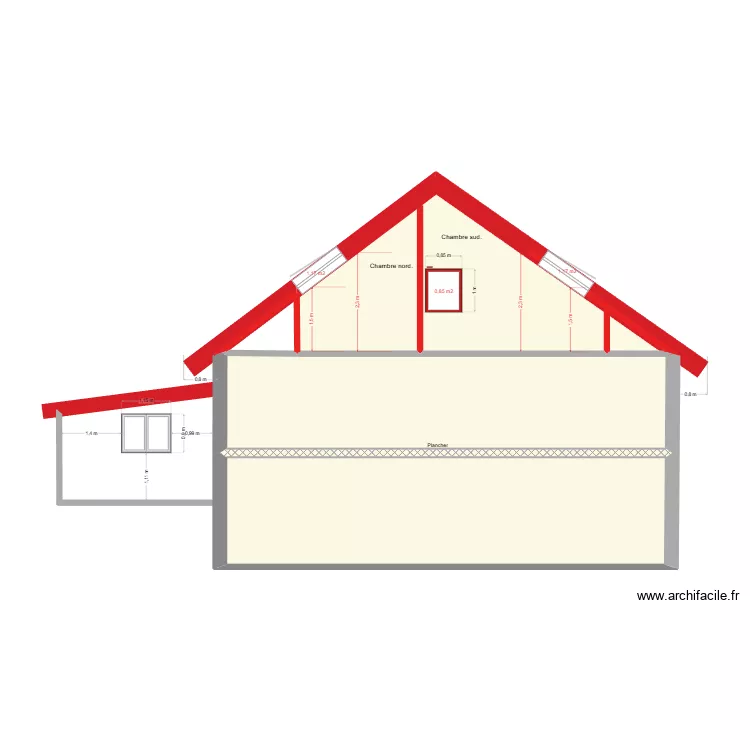 Fa&ccedil;ade OUEST vue en coupe 20.08.2025. Plan de 