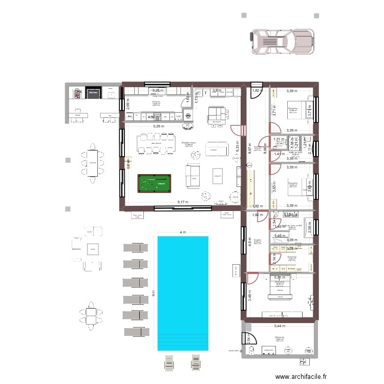 Coupiac buanderie cuisine. Plan de 12 pièces et 191 m2
