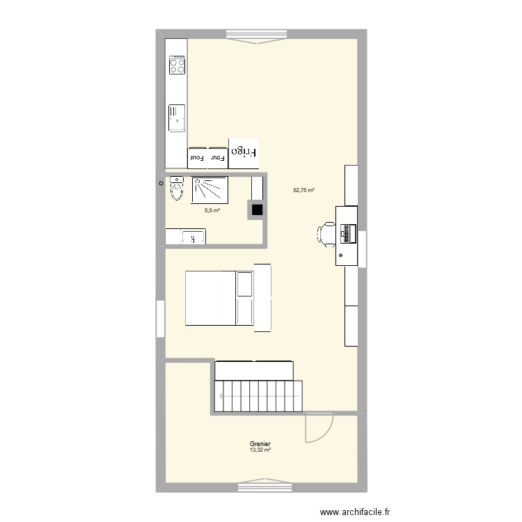 Studio 88 V2.0. Plan de 4 pièces et 72 m2