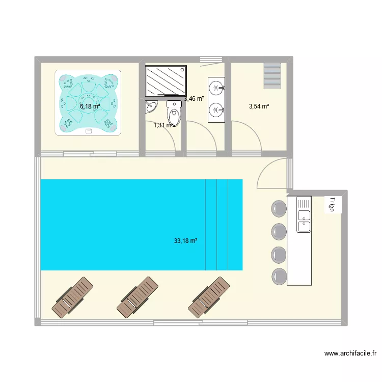 tfe. Plan de 5  et 48 m²