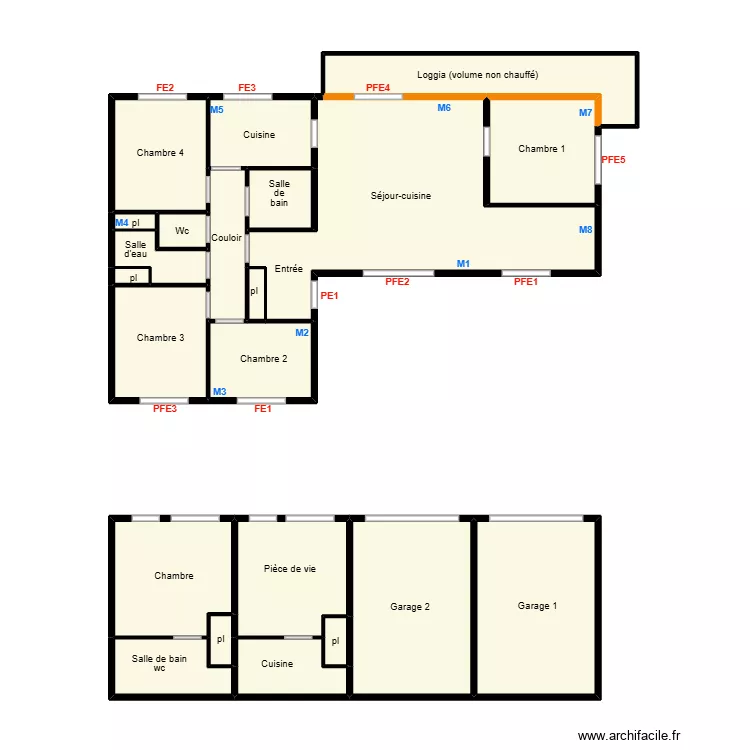Dujarric amiante. Plan de 22  et 69 m²