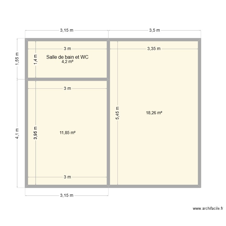Maison abeille 1. Plan de 3 pièces et 34 m2