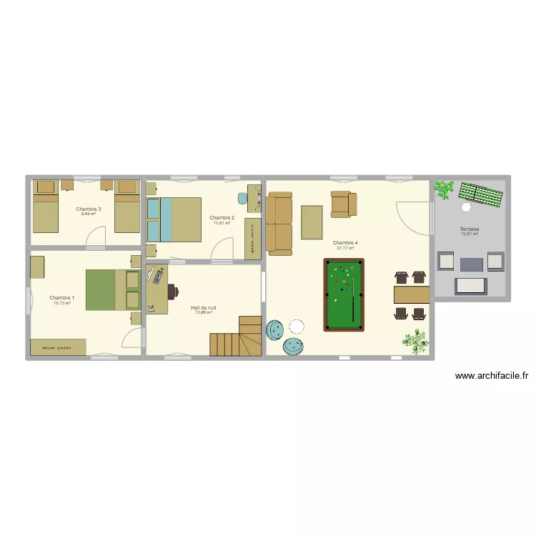 Plan fermette 1er avec meubles. Plan de Plan fermette 1er avec meubles. Plan de