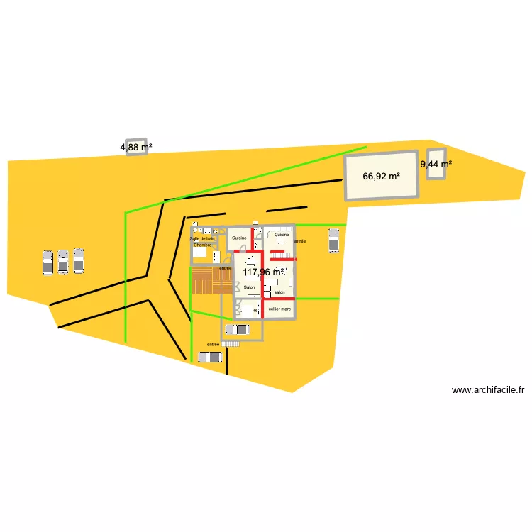 pinson 8. Plan de 7  et 280 m²