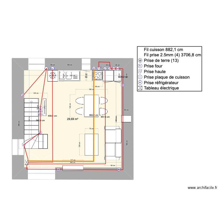 schéma prise électrique courant fort RDC. Plan de 0 pièce et 0 m2