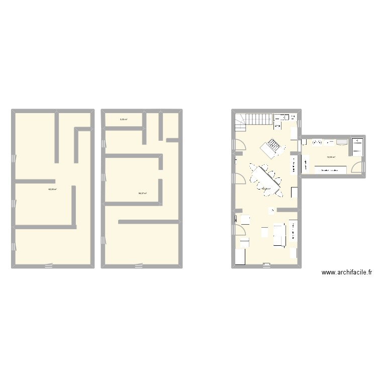 aménagt RC Préfol. Plan de 5 pièces et 187 m2