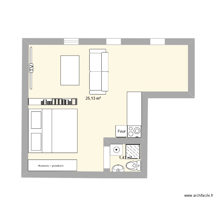 Appartement 19. Plan de 2 pièces et 27 m2