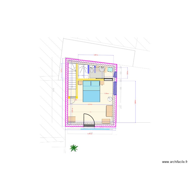 Plan Port-Blanc étage V7 (vélux 134x0,98). Plan de 1 pièce et 24 m2