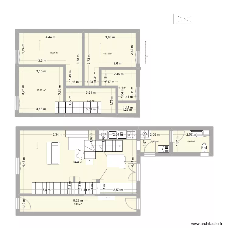 montmejean_escalier_autre cote. Plan de 9  et 96 m²