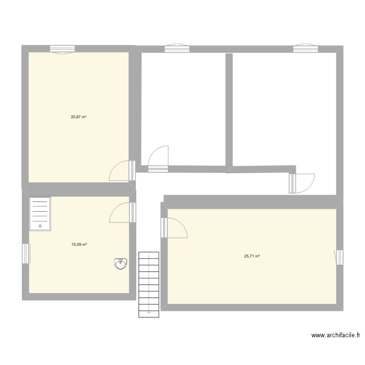 etage maison labrit. Plan de 3 pièces et 62 m2