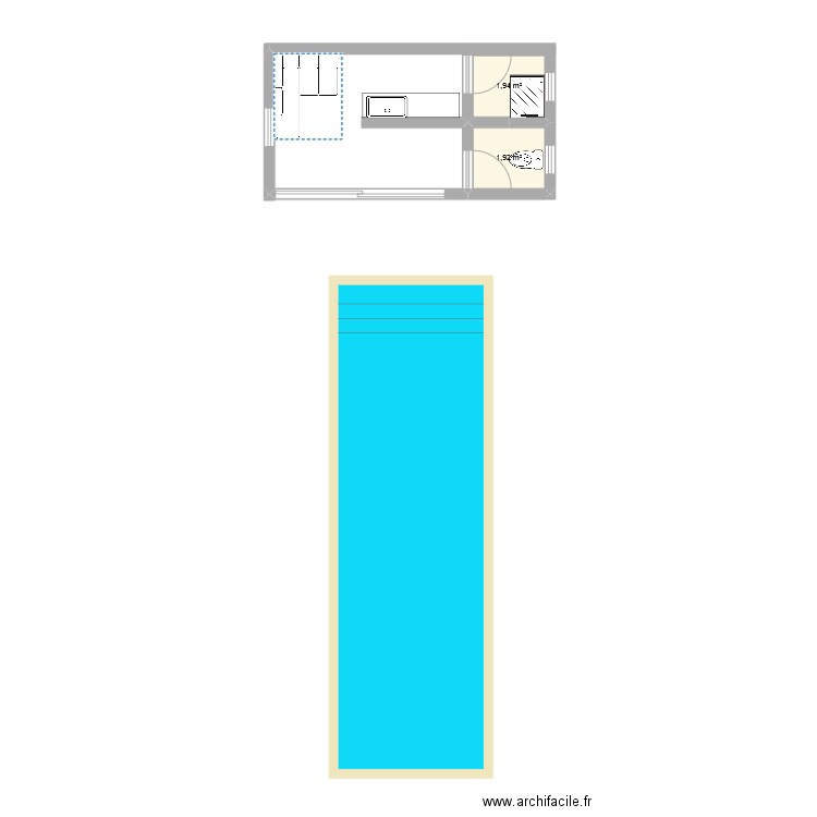 pool house 2025. Plan de 2 pièces et 4 m2