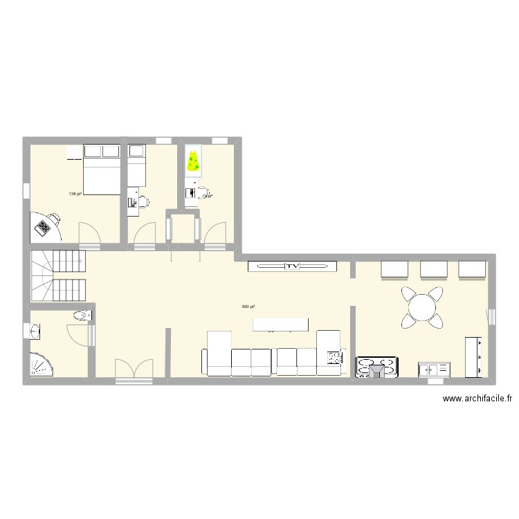 Maison finale. Plan de 3 pièces et 103 m2