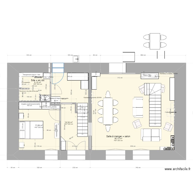 nouveau rdc. Plan de 4 pièces et 69 m2