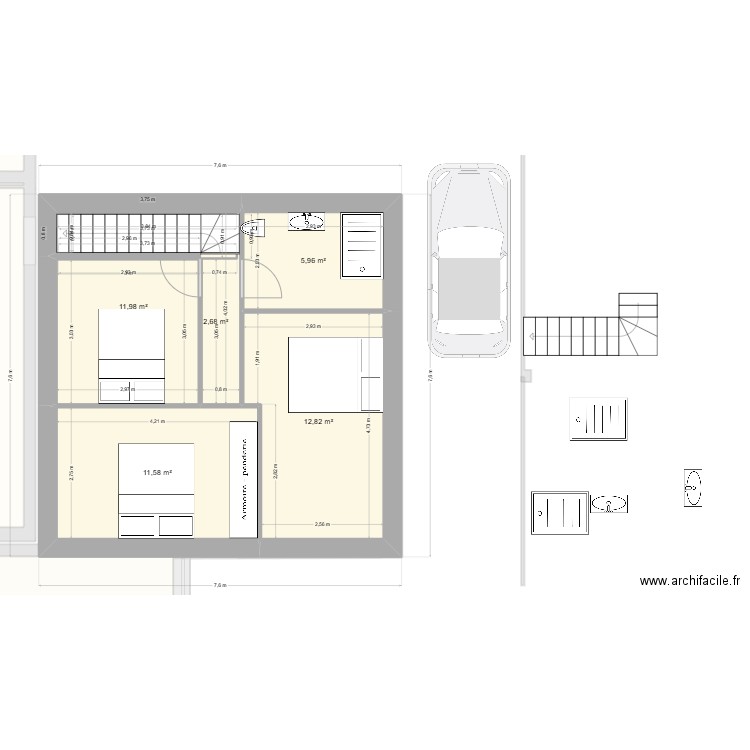 Prejet Resty extension 5. Plan de 16 pièces et 272 m2