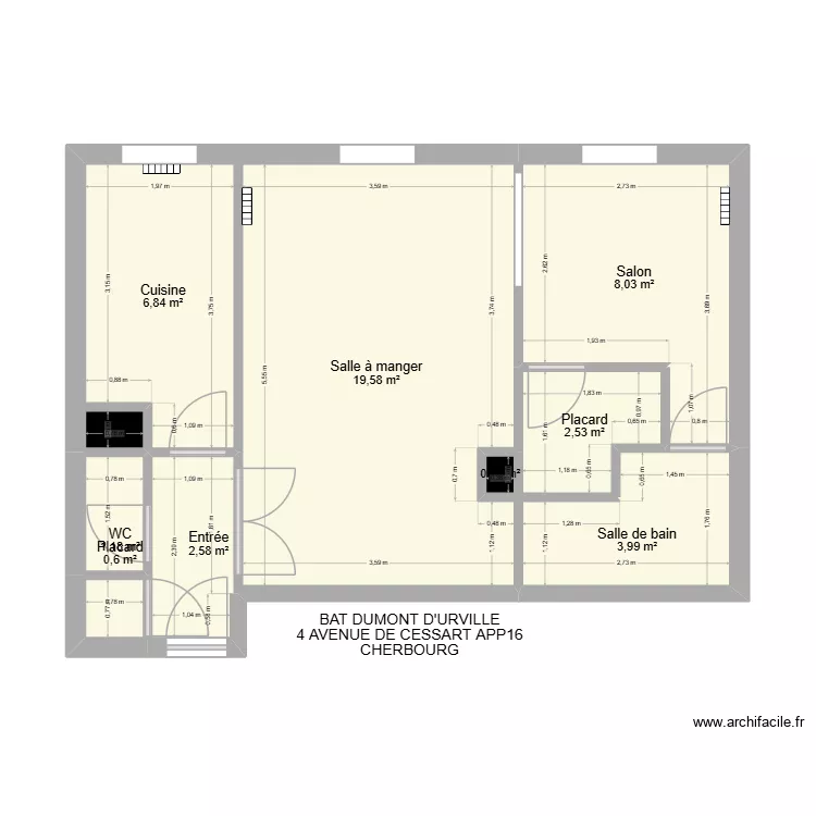 BAT DUMONT D'URVILLE APP16. Plan de 10 et 46 m² BAT DUMONT D'URVILLE APP16. Plan de 10 et 46 m²