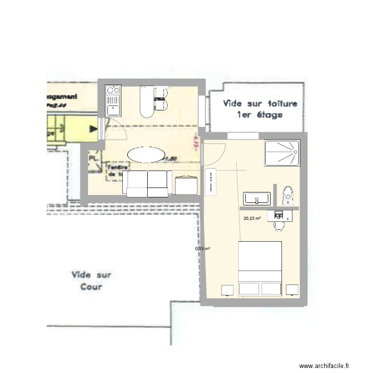 plan saint lazare. Plan de 2 pièces et 20 m2