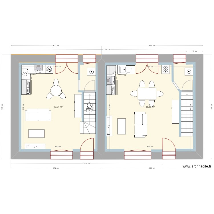 location maguy 02. Plan de 2 pièces et 69 m2