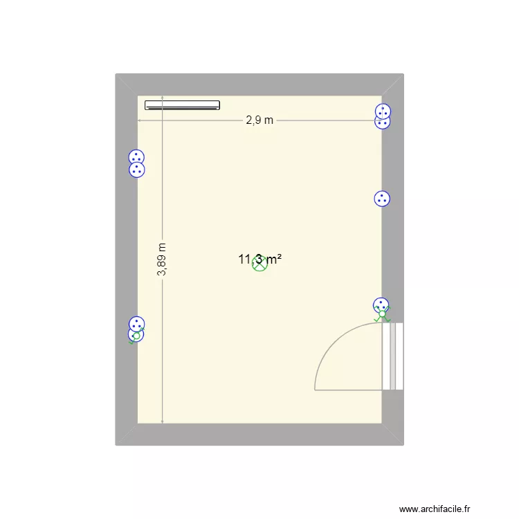 chambre 1. Plan de 1  et 11 m²