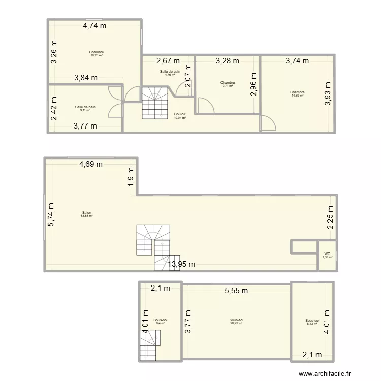 1er. Plan de 12 Pièces et 168 m² 1er. Plan de 12 Pièces et 168 m²