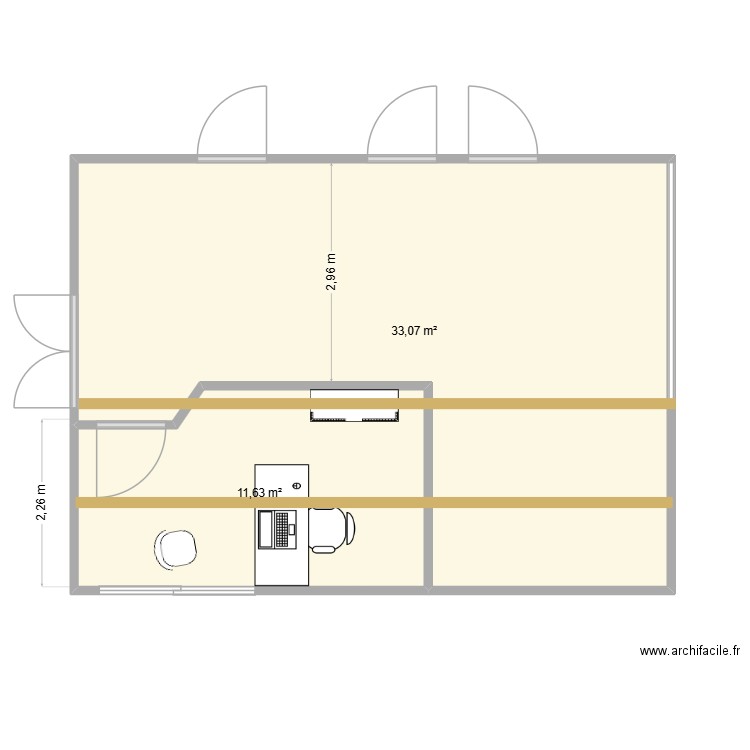 CSAPA ARCHIPEL. Plan de 2 pièces et 45 m2