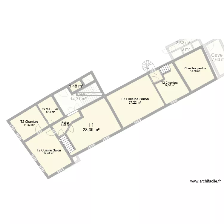 Immeuble PSP projet&eacute; 1. Plan de 