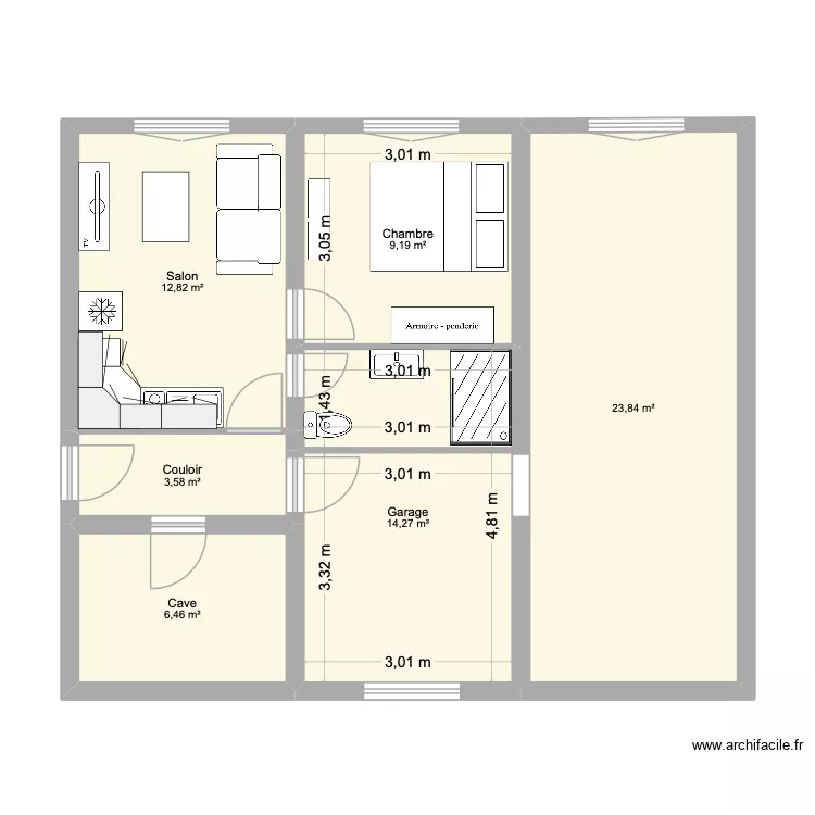 PROJET 1 RDC. Plan de 0 pièce et 0 m2