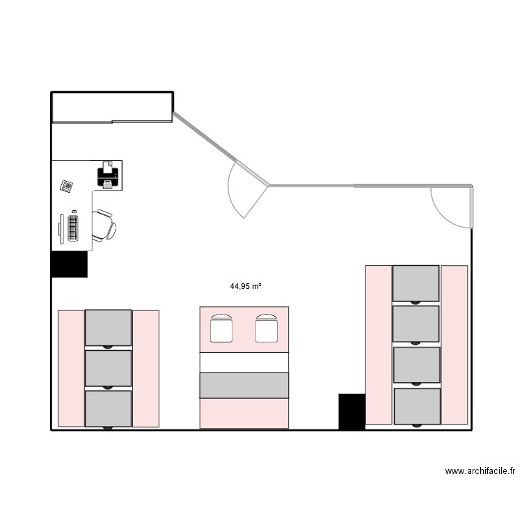 Cadarache. Plan de 1 pièce et 45 m2