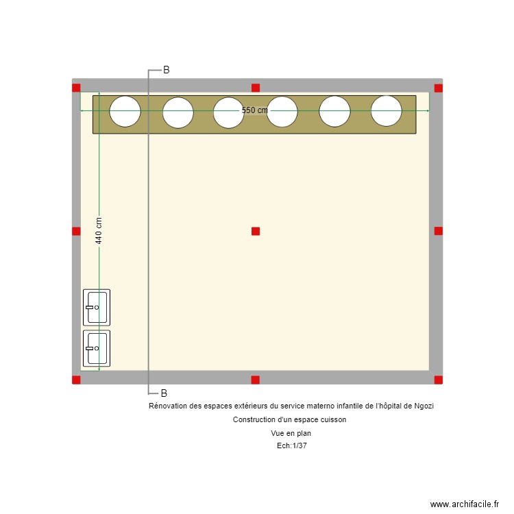 Ngozi espace de cuisson vue en plan. Plan de 0 pièce et 0 m2